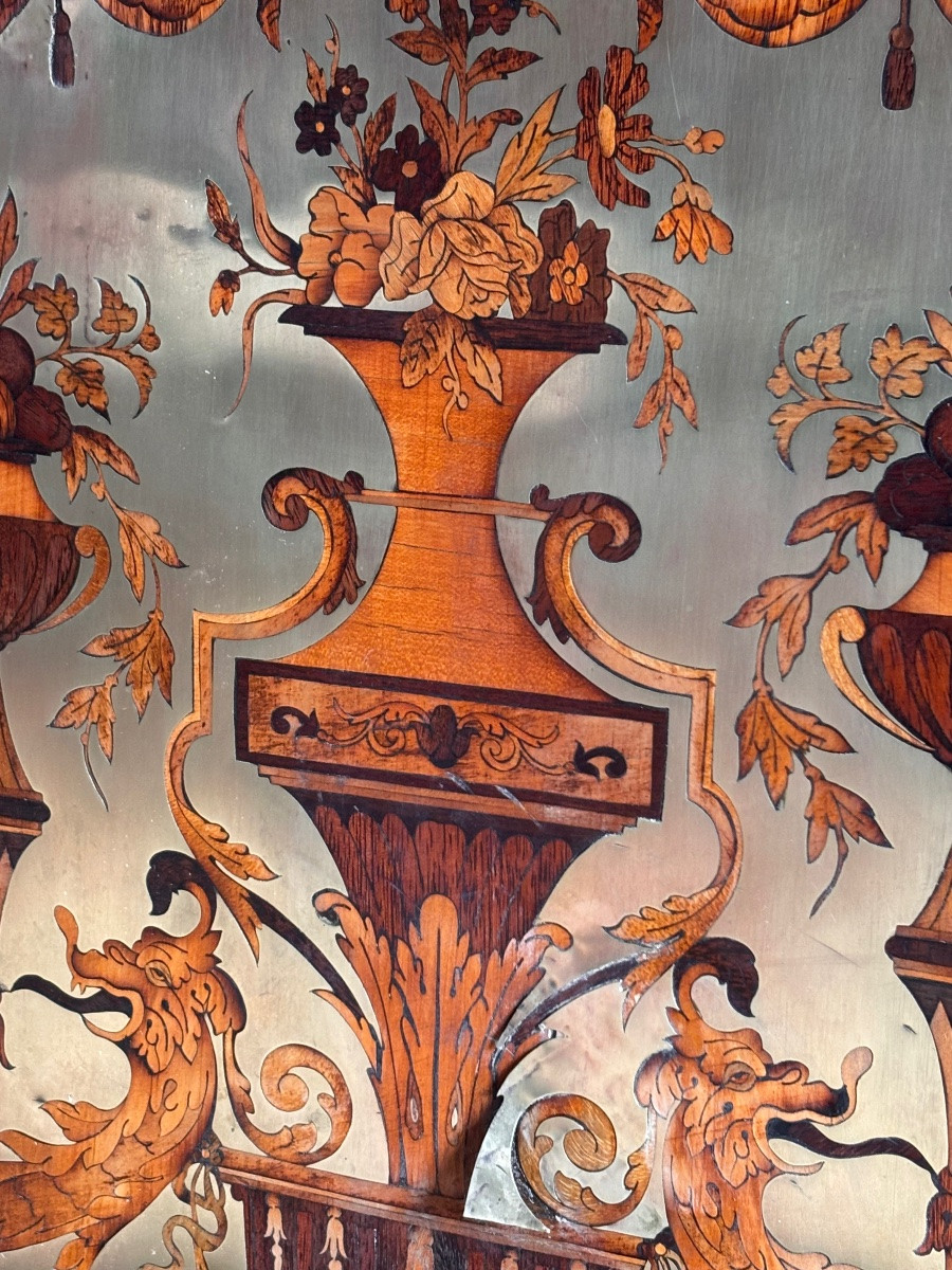 Napoleon III 19th Century Brass Marquetry Sideboard -photo-2