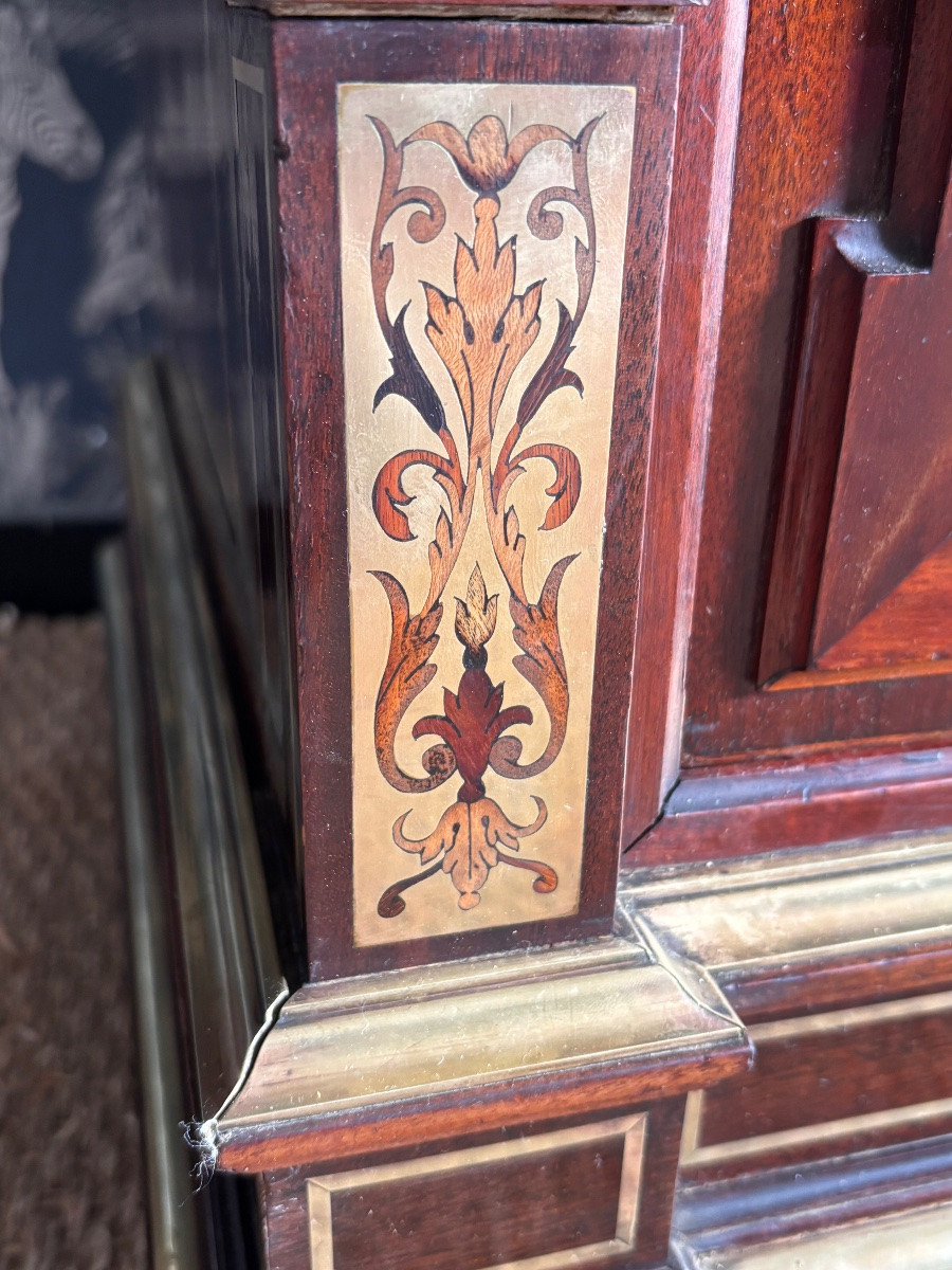 Napoleon III 19th Century Brass Marquetry Sideboard -photo-4
