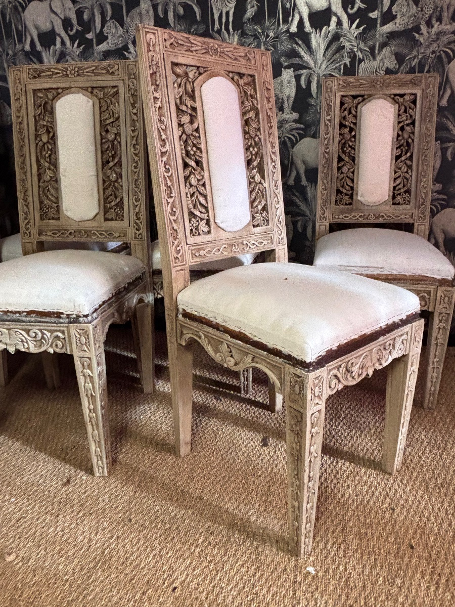 Suite de 8 chaises style Louis XVI patinés -photo-4