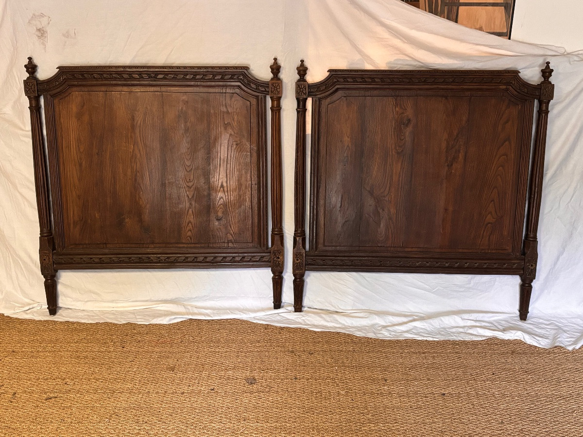Pair Of Louis XVI Style Natural Wood Headboards, 18th Century -photo-1