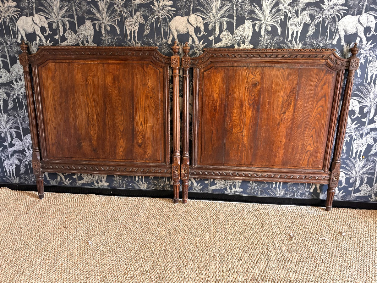 Pair Of Louis XVI Style Natural Wood Headboards, 18th Century 