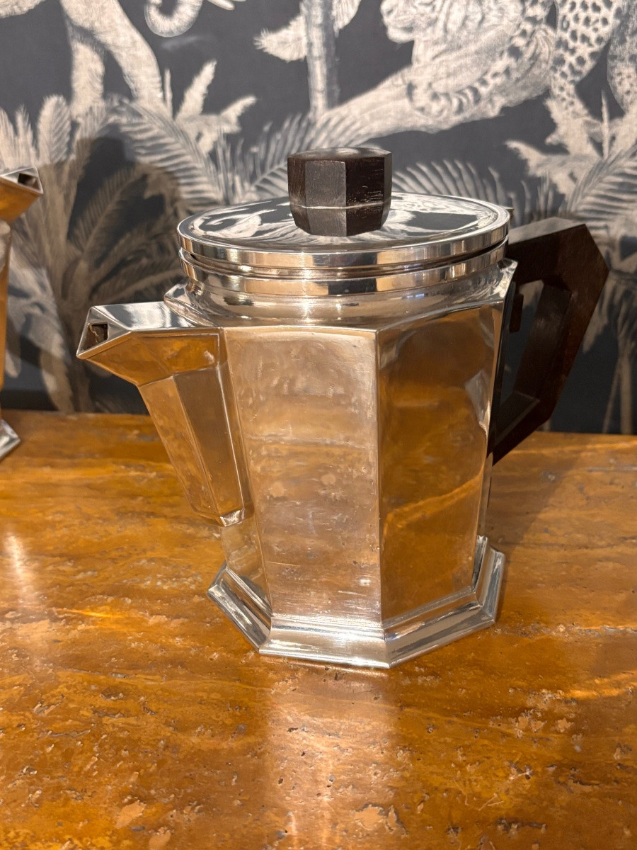Service à café métal argenté art deco moderniste 1930-photo-3