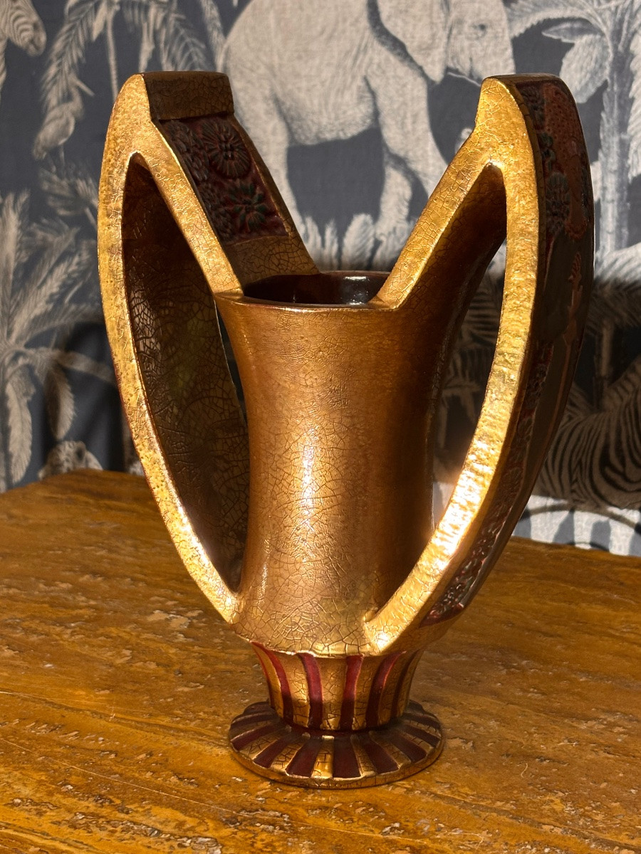 Vase céramique art deco Marcel Guillard 1930-photo-3