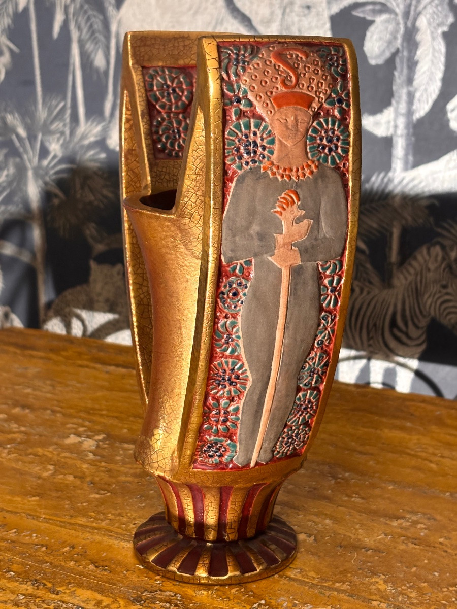 Vase céramique art deco Marcel Guillard 1930-photo-2