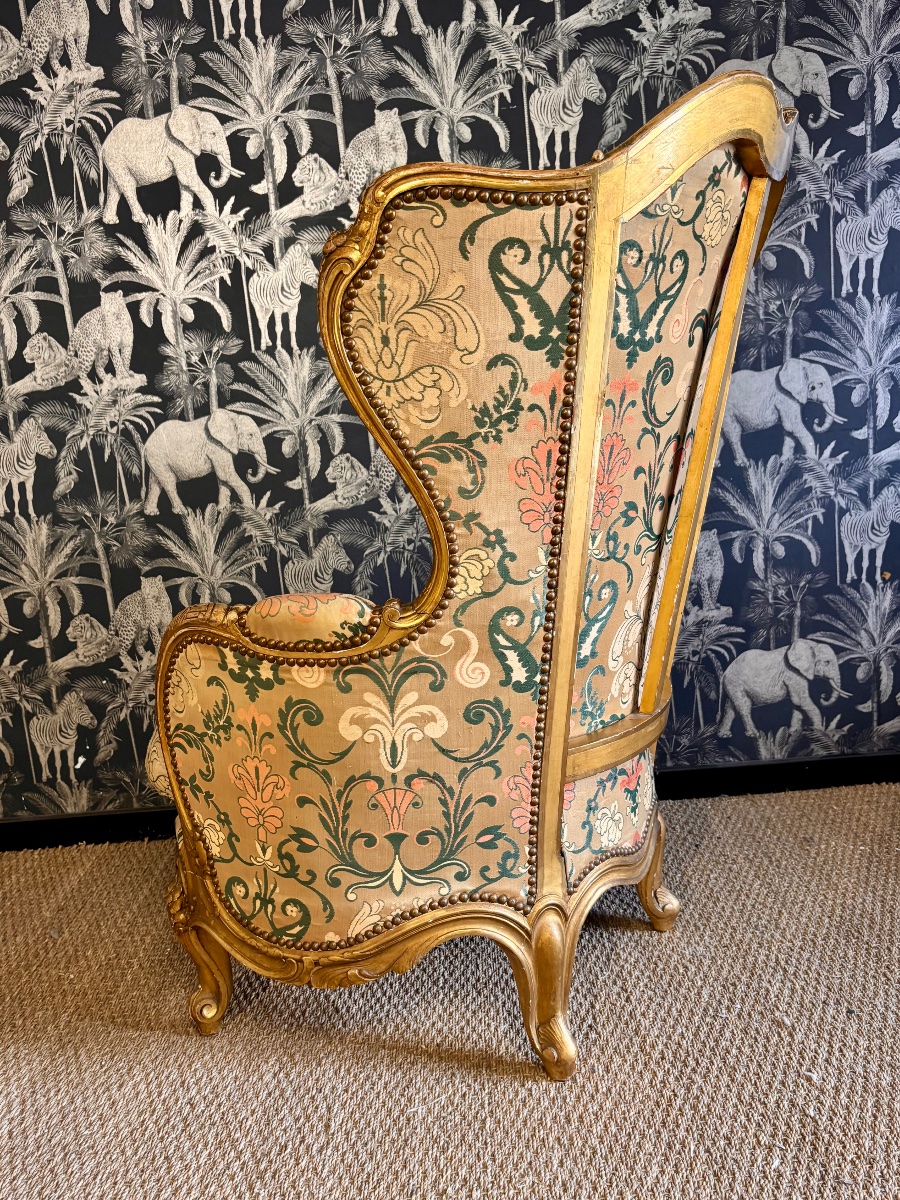 Bergère en bois doré style Louis XV XIX eme -photo-3