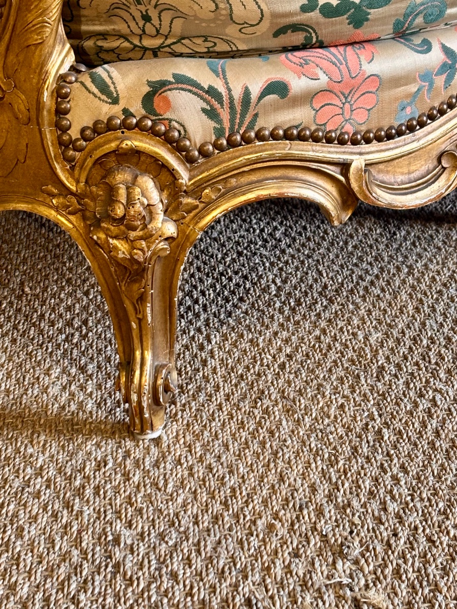 Bergère en bois doré style Louis XV XIX eme -photo-2