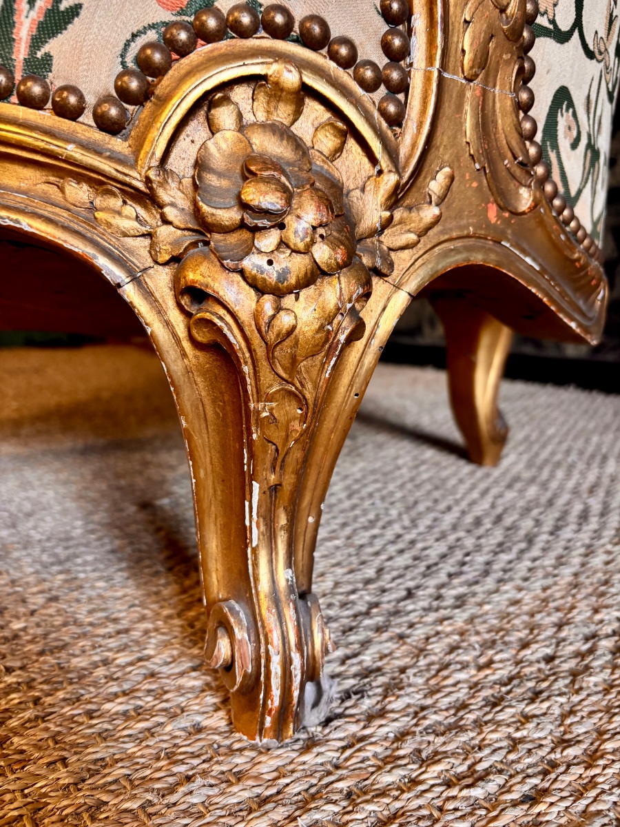 Bergère en bois doré style Louis XV XIX eme -photo-4