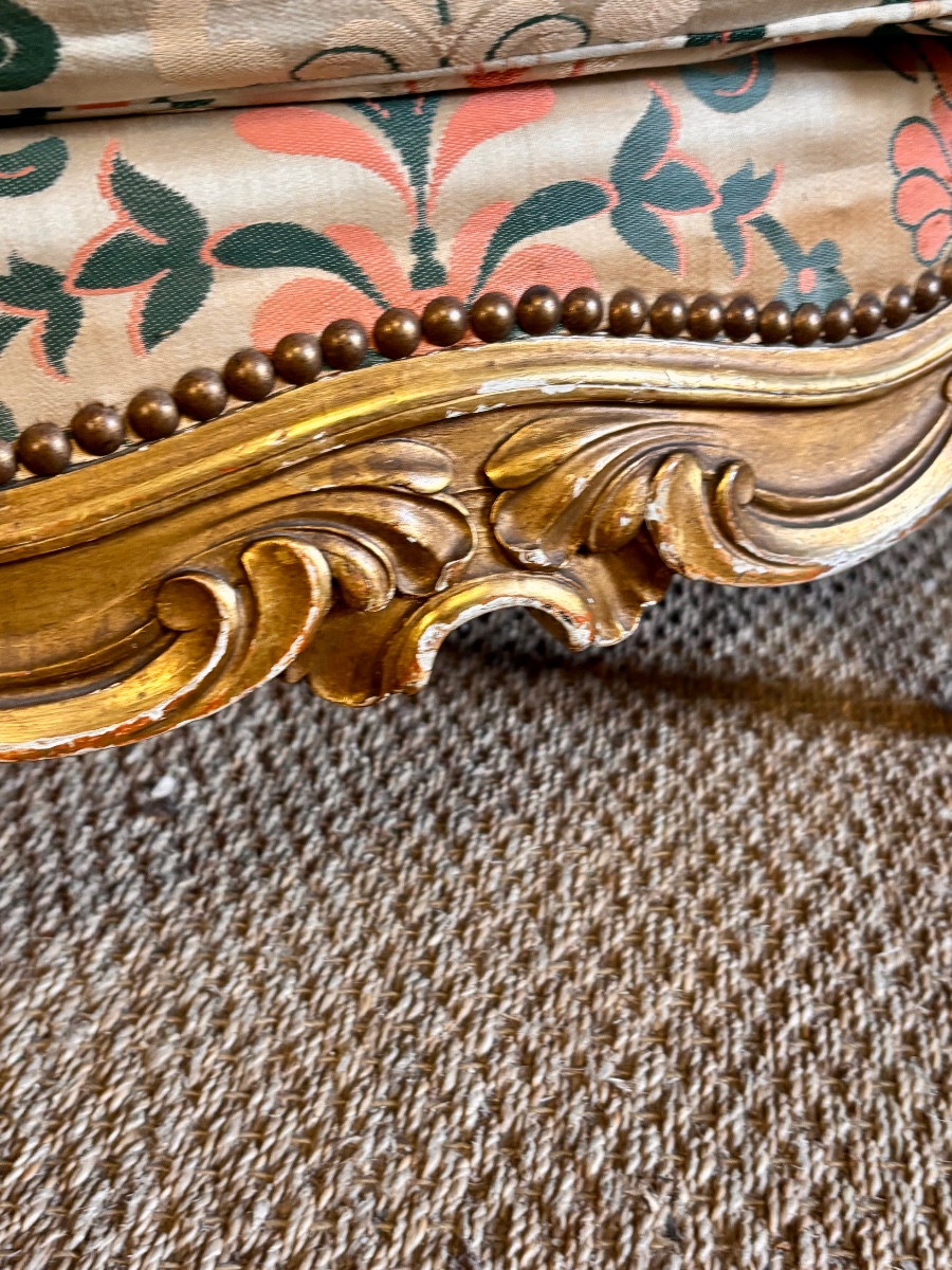 Bergère en bois doré style Louis XV XIX eme -photo-5