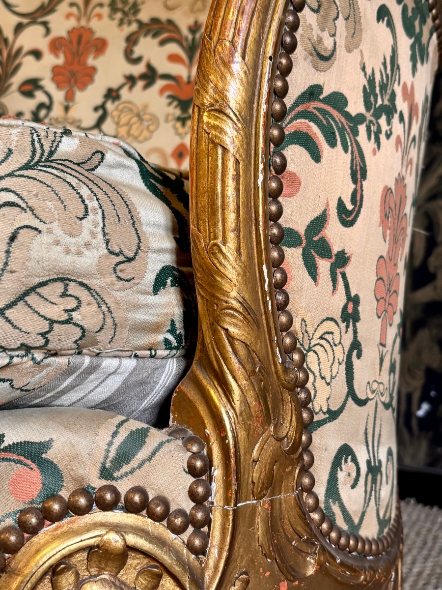 Bergère en bois doré style Louis XV XIX eme -photo-6