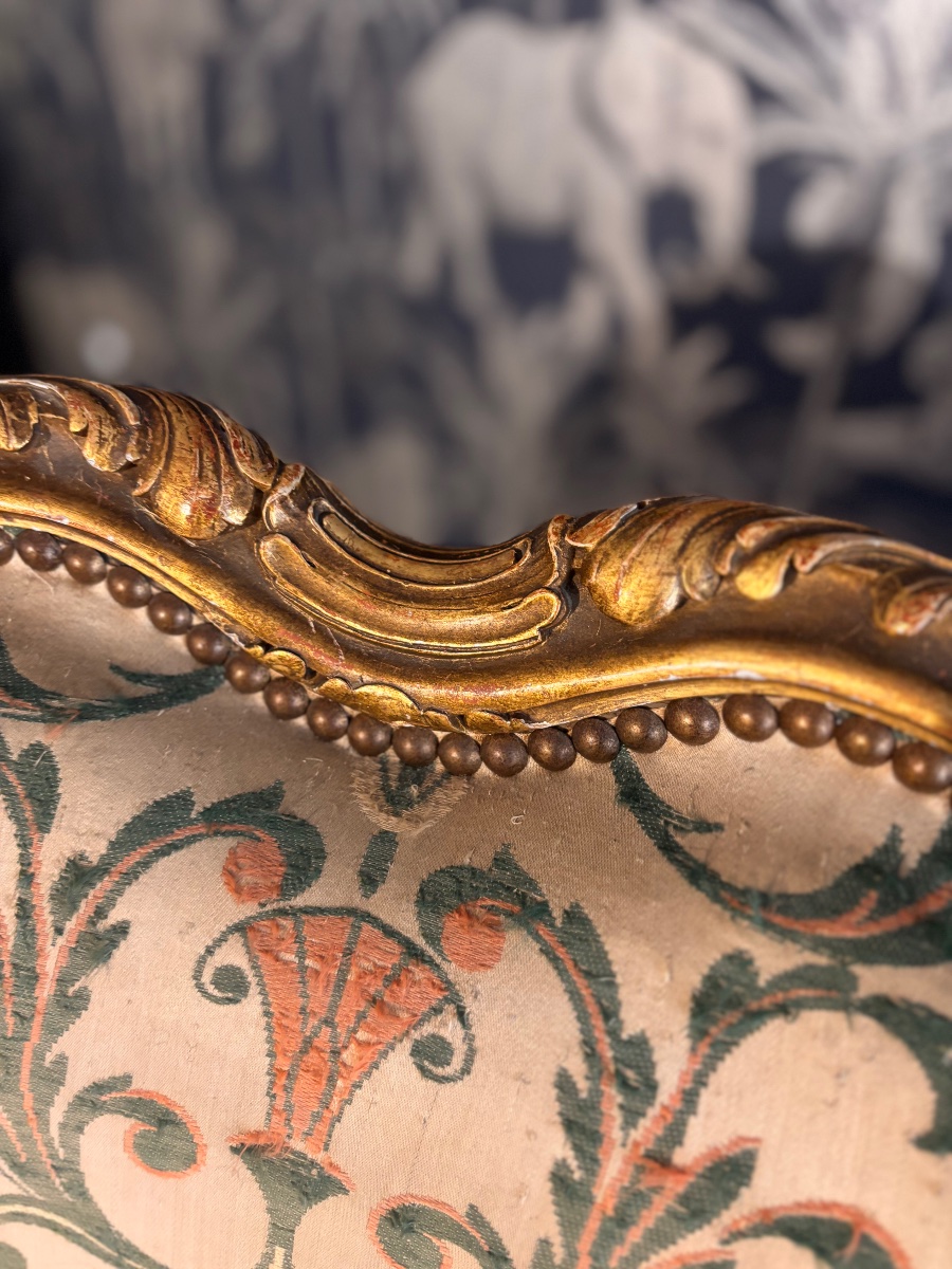 Bergère en bois doré style Louis XV XIX eme -photo-7
