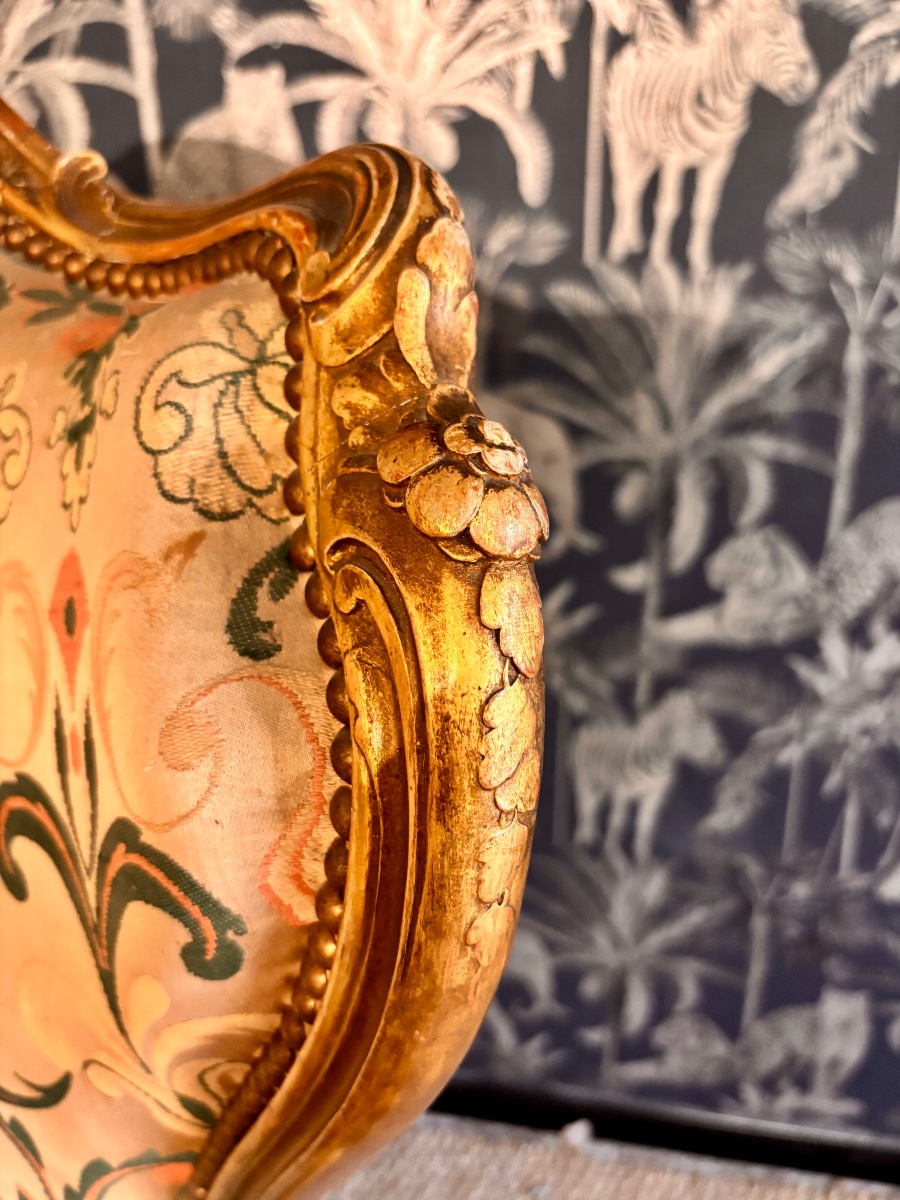 Bergère en bois doré style Louis XV XIX eme -photo-8
