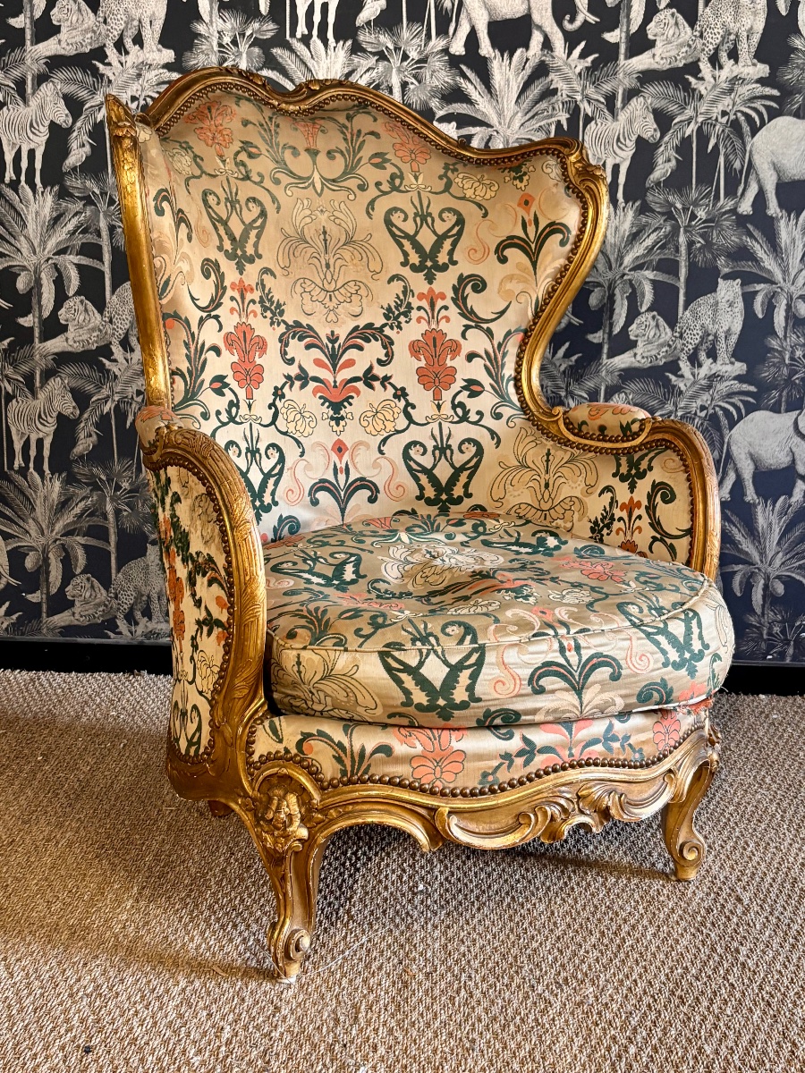Bergère en bois doré style Louis XV XIX eme 