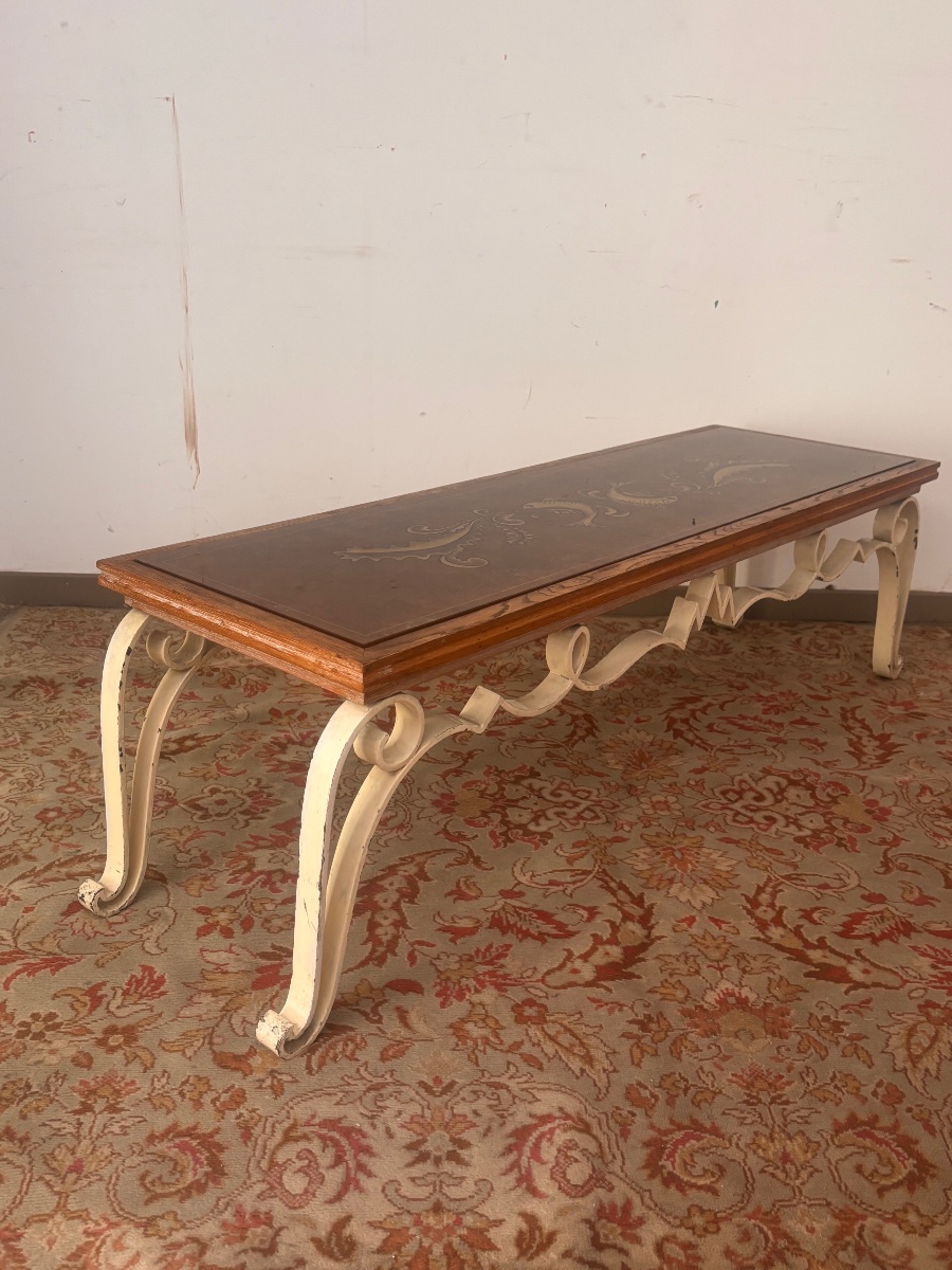 Table basse console art deco 1940 verre eglomisé -photo-3