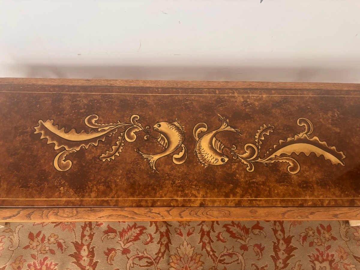 Table basse console art deco 1940 verre eglomisé -photo-4