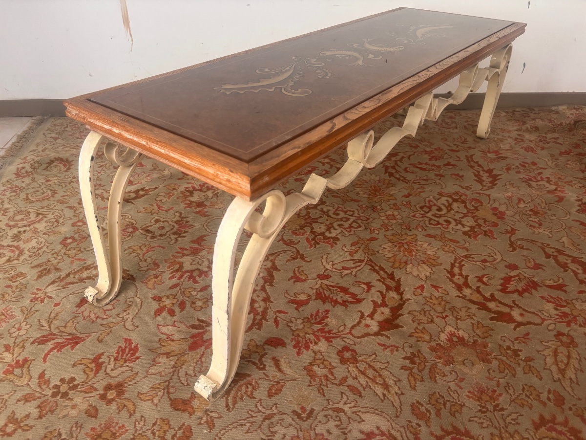 Table basse console art deco 1940 verre eglomisé -photo-1