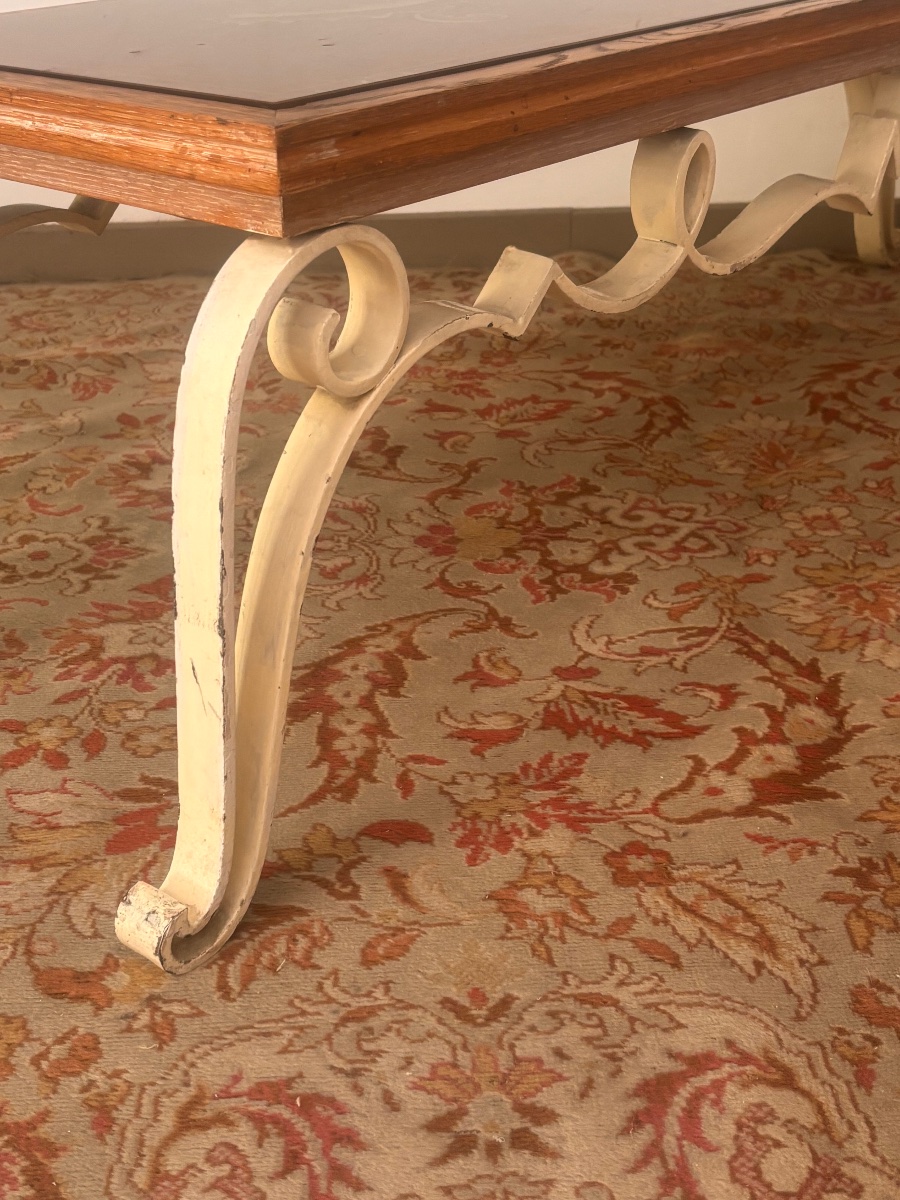 Table basse console art deco 1940 verre eglomisé -photo-3