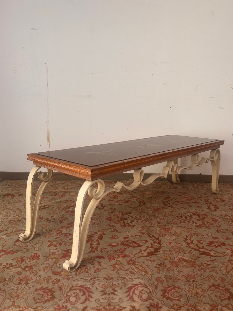 Table basse console art deco 1940 verre eglomisé -photo-5