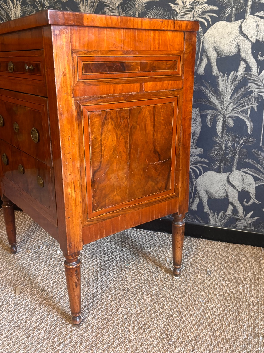 Paire de commodes marqueterie xviii eme Louis XVI -photo-2