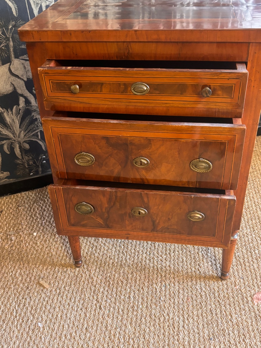 Paire de commodes marqueterie xviii eme Louis XVI -photo-2