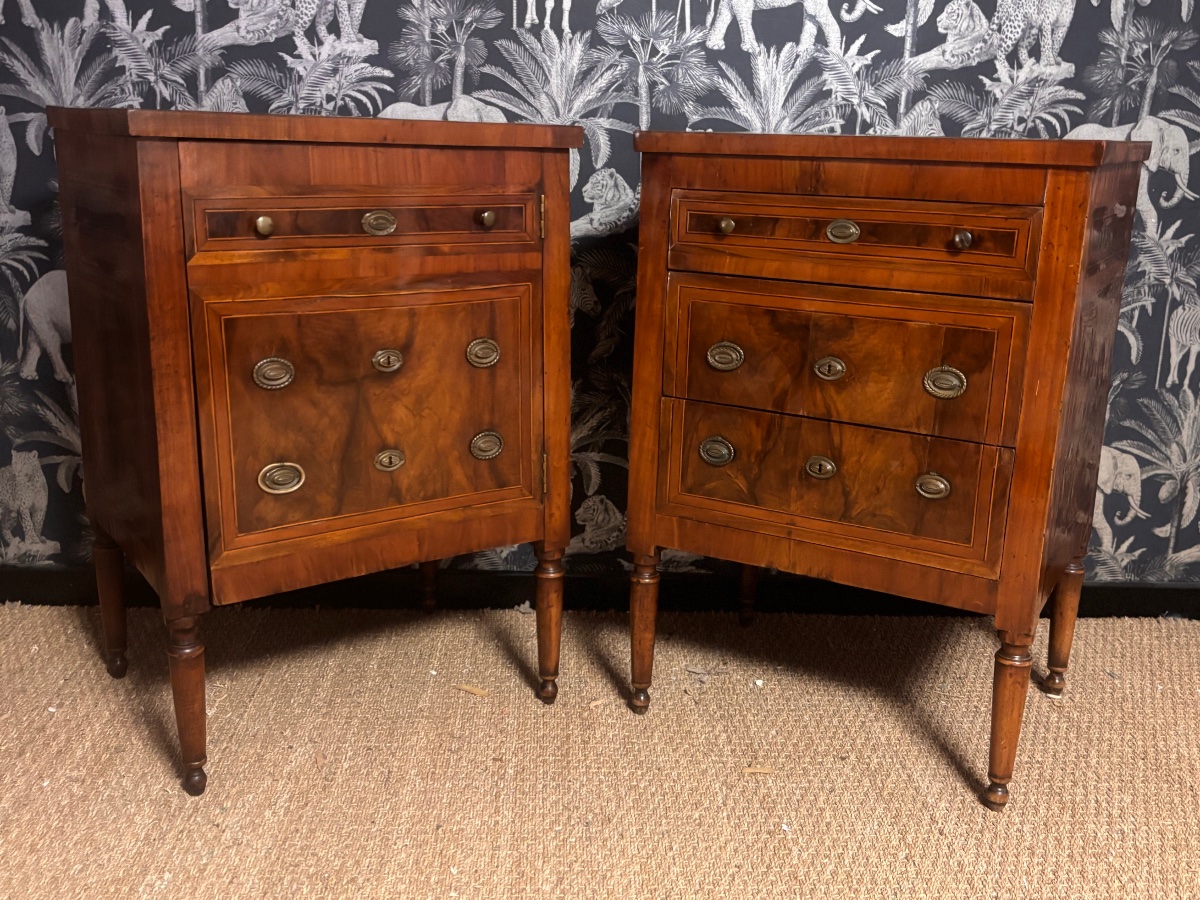 Paire de commodes marqueterie xviii eme Louis XVI -photo-6