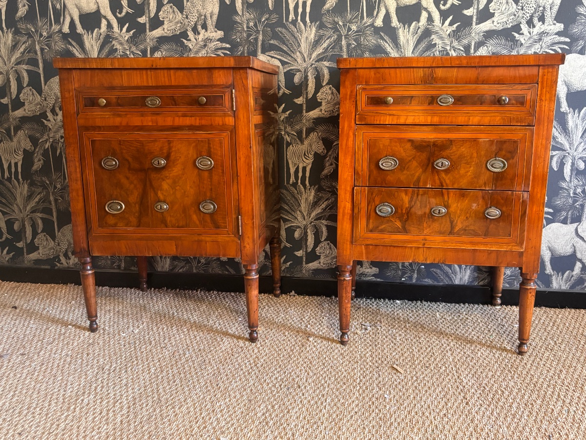 Paire de commodes marqueterie xviii eme Louis XVI 