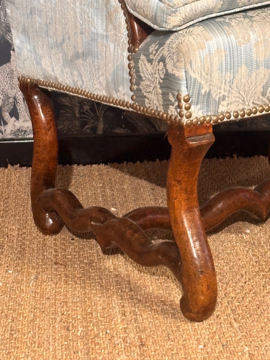 Paire fauteuils Louis XIIIos de mouton xviii eme -photo-2
