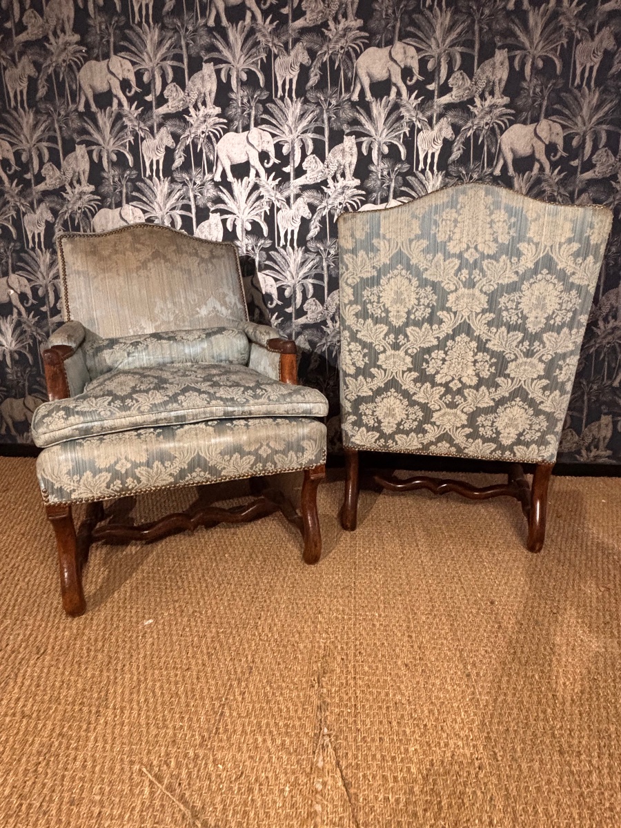 Paire fauteuils Louis XIIIos de mouton xviii eme -photo-6