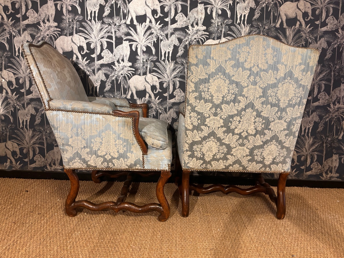 Paire fauteuils Louis XIIIos de mouton xviii eme -photo-7