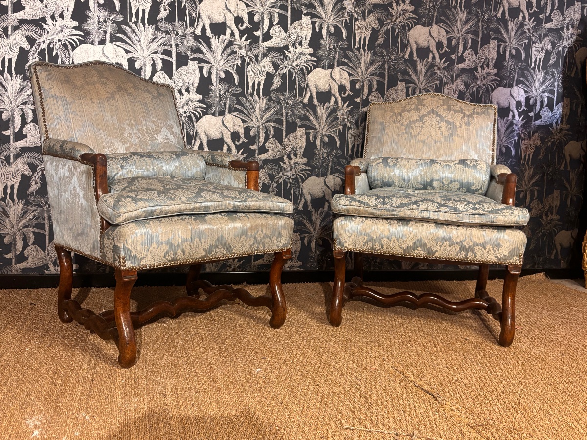 Paire fauteuils Louis XIIIos de mouton xviii eme 