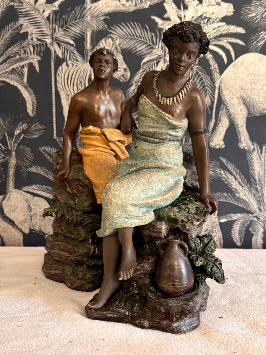 Paires de terre cuite orientaliste début xxeme Bernard Bloch-photo-2