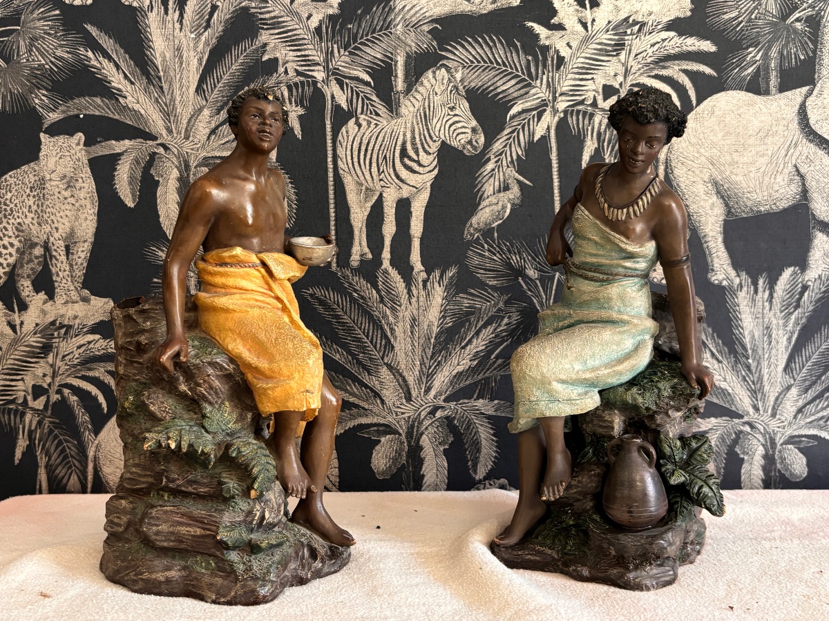 Paires de terre cuite orientaliste début xxeme Bernard Bloch