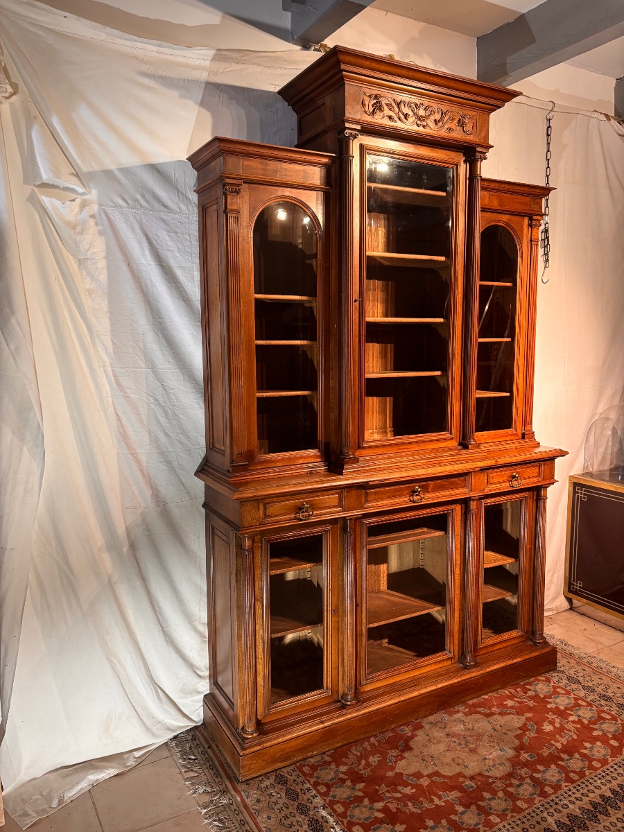 Late 19th-century Renaissance-style Double-body Bookcase -photo-4
