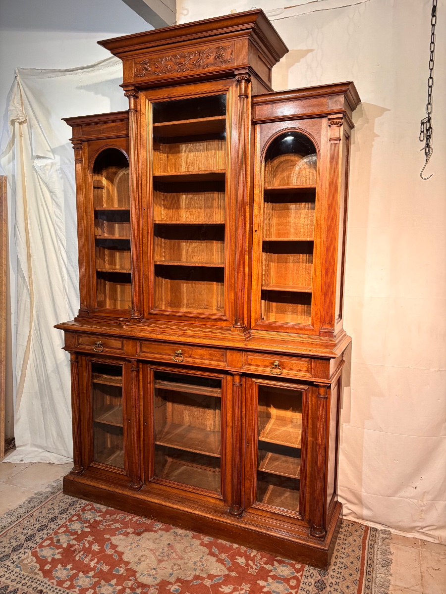 Late 19th-century Renaissance-style Double-body Bookcase 