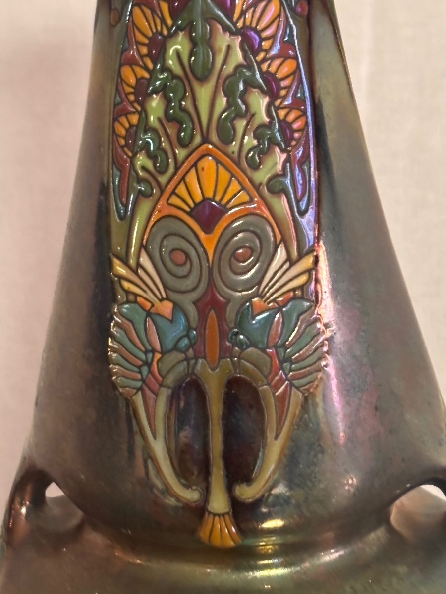 Vase céramique lustrée de Moutieres à Amiens,art deco -photo-4