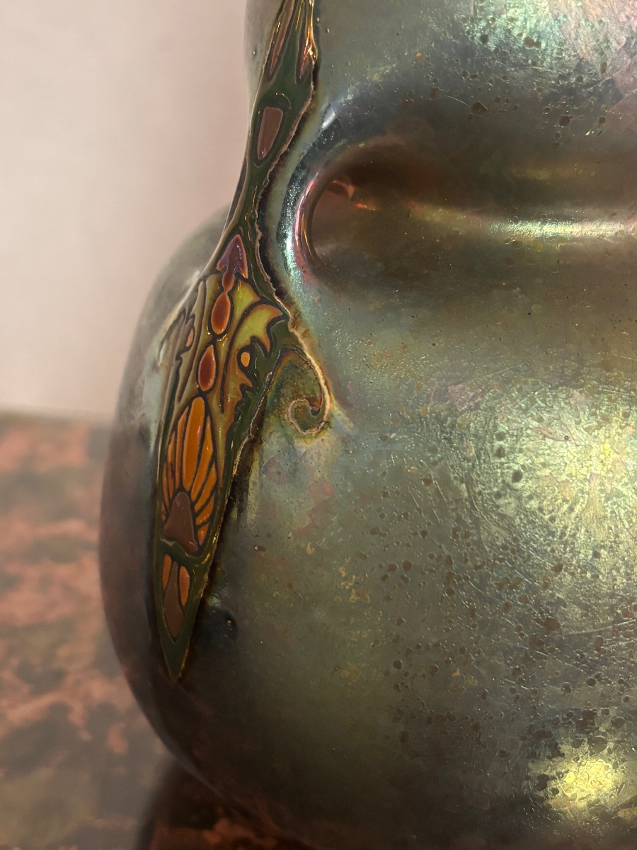Vase céramique lustrée de Moutieres à Amiens,art deco -photo-3