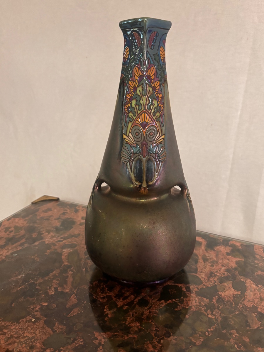 Vase céramique lustrée de Moutieres à Amiens,art deco -photo-4