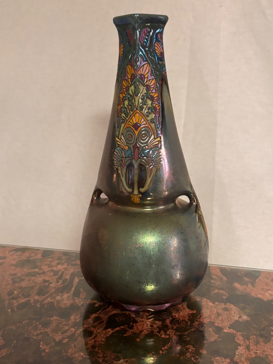 Vase céramique lustrée de Moutieres à Amiens,art deco 
