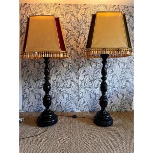 Paire Lampadaires Style Louis XIII 1960 