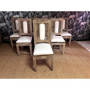 Suite de 8 chaises style Louis XVI patinés 