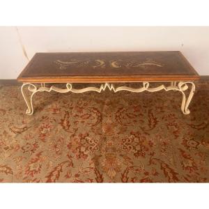 Table basse console art deco 1940 verre eglomisé