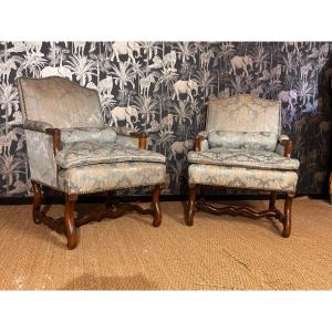Pair Of 18th-century Louis XIII-style Sheepskin Armchairs