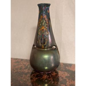 Vase céramique lustrée de Moutieres à Amiens,art deco