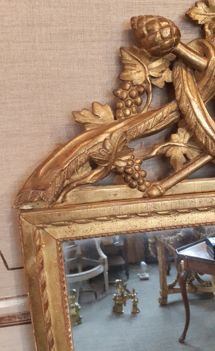 Mirror In Carved Wood, Gilded, Louis XVI Period-photo-2