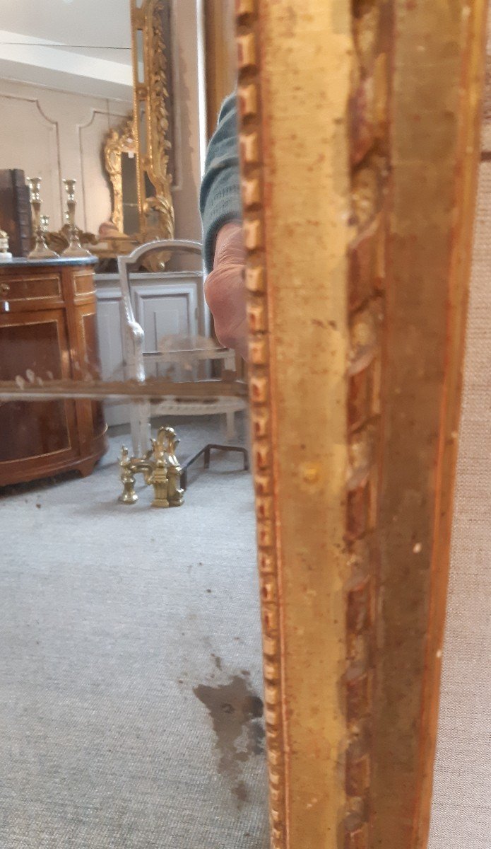 Mirror In Carved Wood, Gilded, Louis XVI Period-photo-4