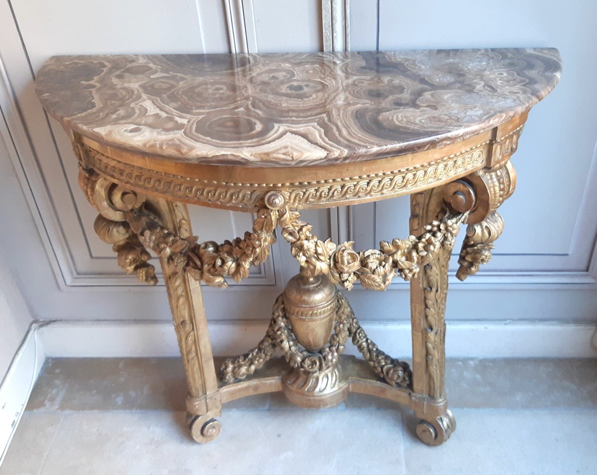 console en bois sculpté et doré d'époque Louis XVI, attribuée à Georges Jacob-photo-4