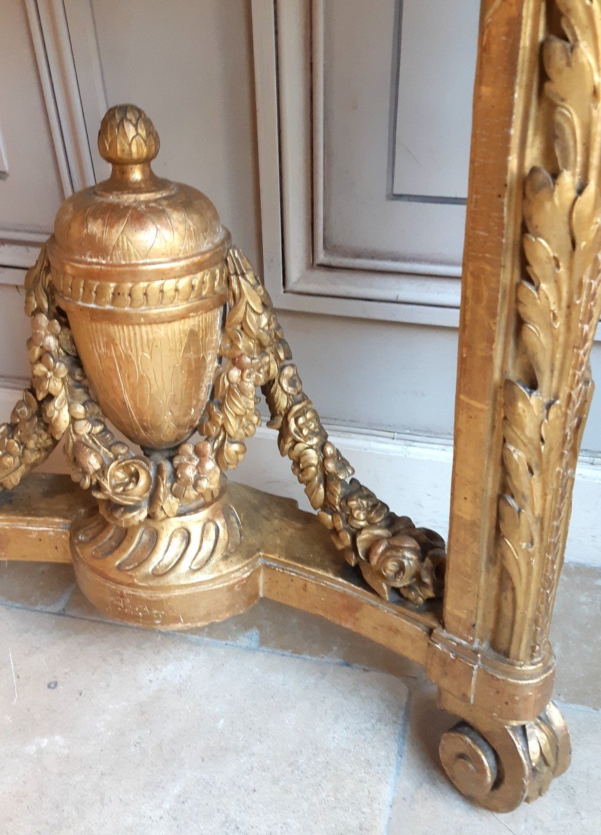 console en bois sculpté et doré d'époque Louis XVI, attribuée à Georges Jacob-photo-2