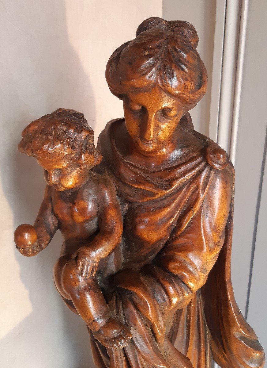 Virgin And Child In Carved Lime From The Beginning Of The 18th Century-photo-4