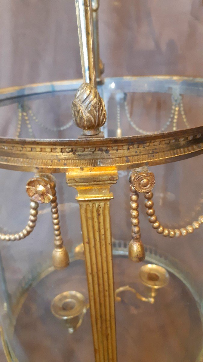 Lanterne en bronze doré d'époque Louis XVI-photo-3