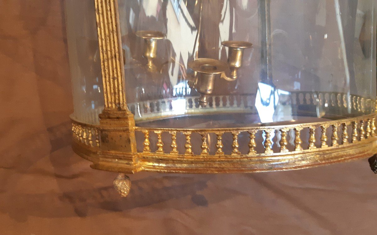 Lanterne en bronze doré d'époque Louis XVI-photo-4