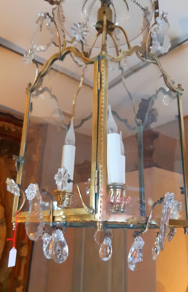 Louis XV Period Bronze And Crystal Lantern-photo-3
